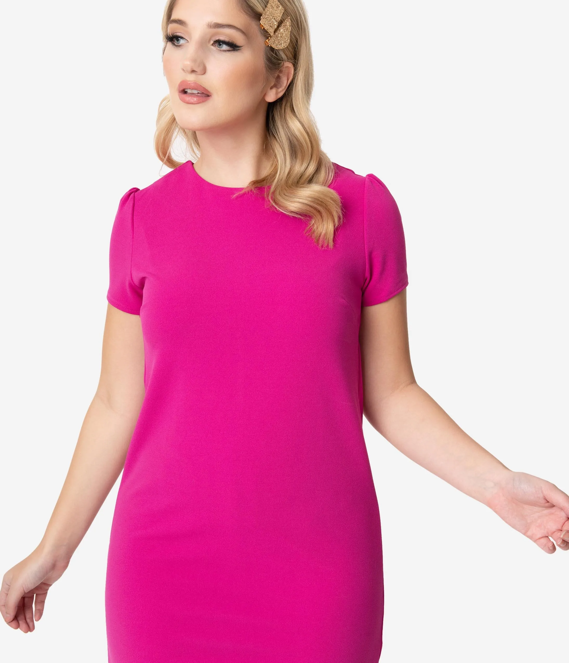 1960s Style Magenta Shift Dress