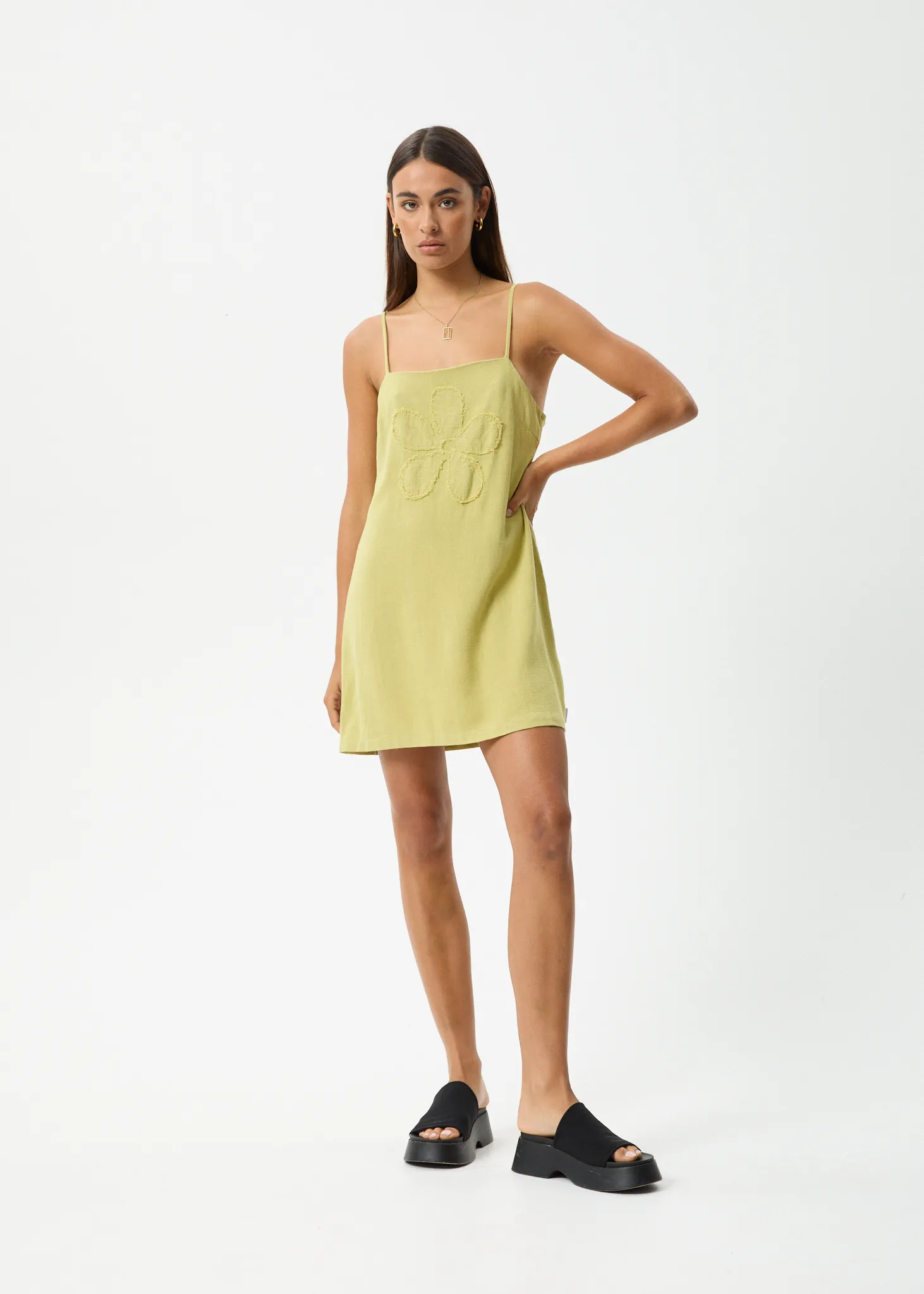 AFENDS Womens Amaya - Mini Dress - Lemongrass