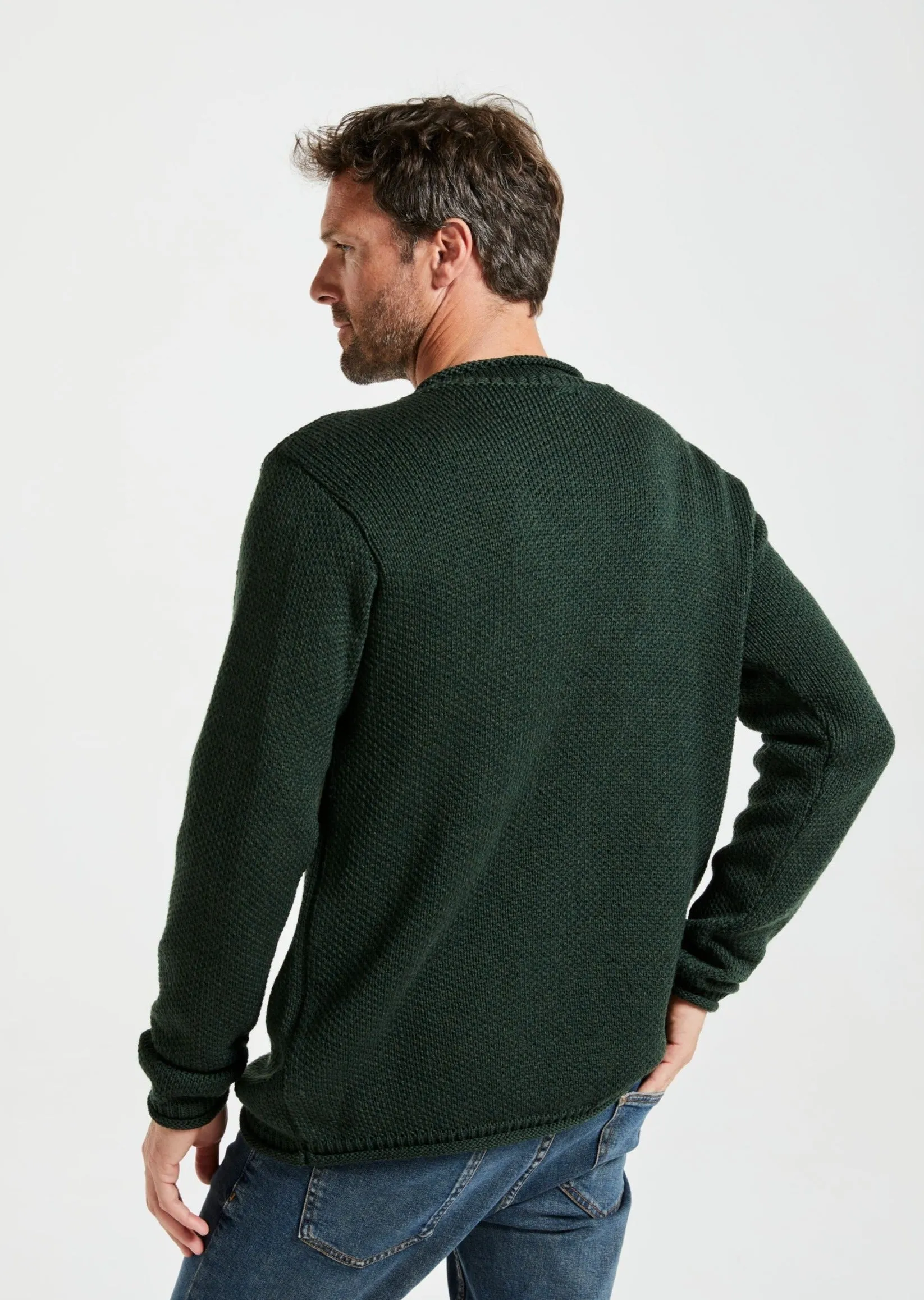 Aran Roll Neck Sweater | Green