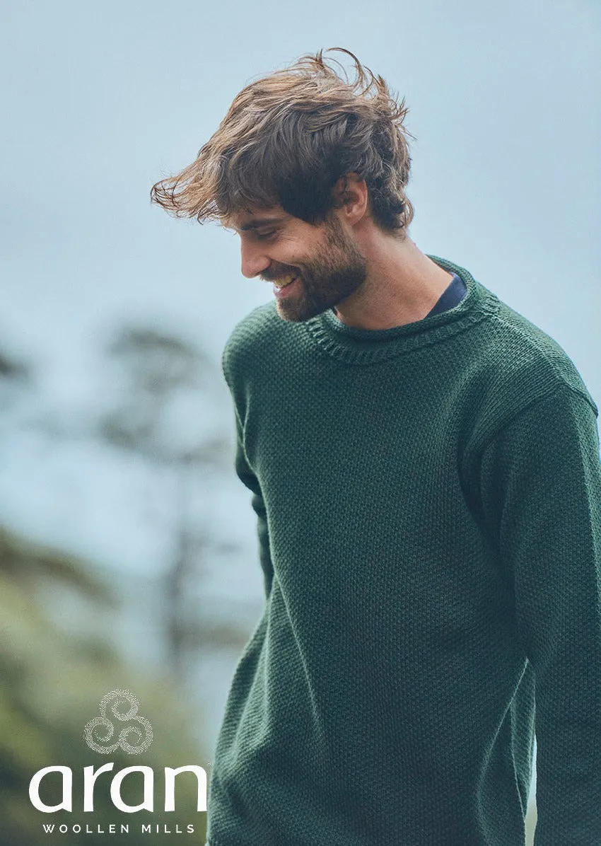 Aran Roll Neck Sweater | Green