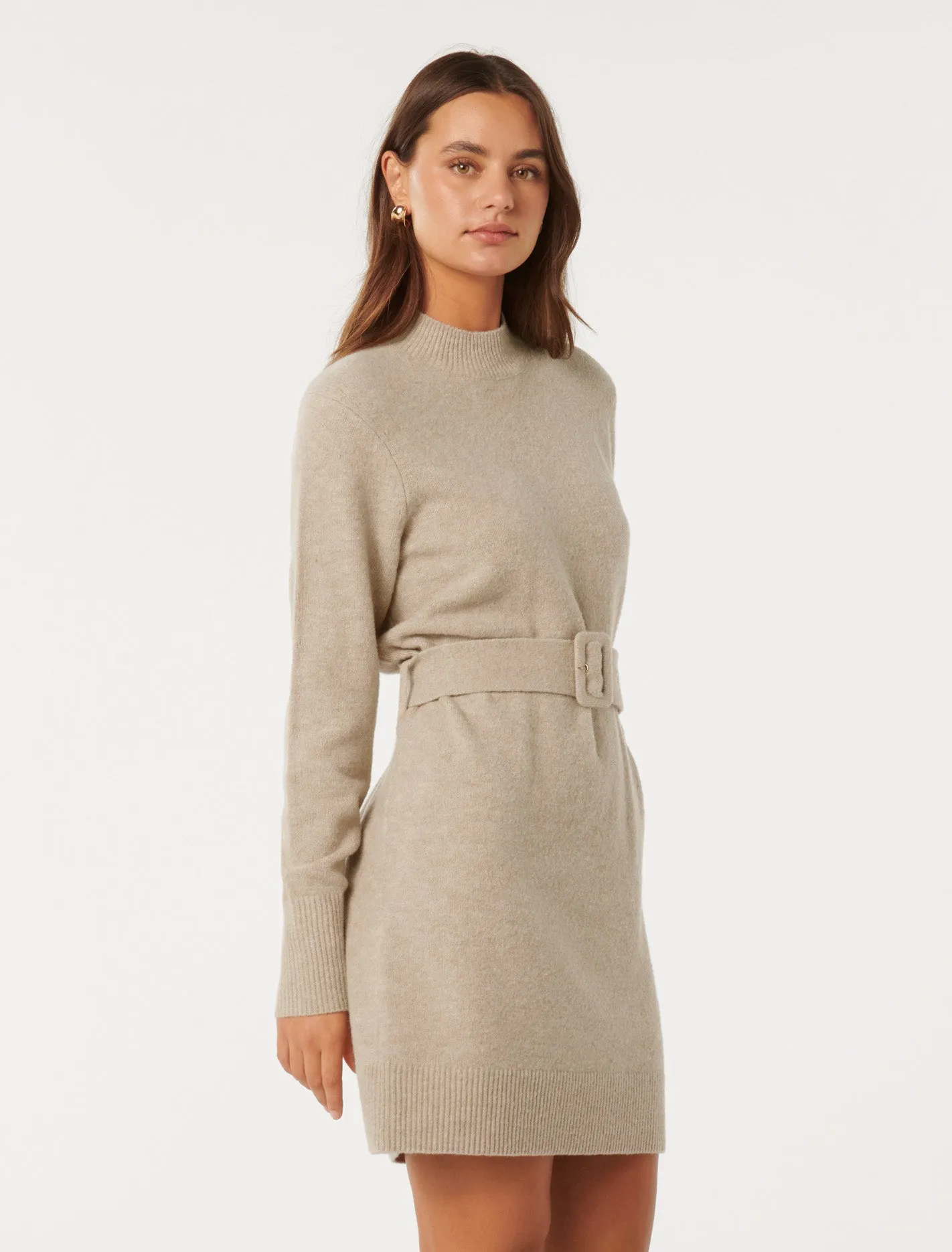 Astrid Belted Knit Mini Dress