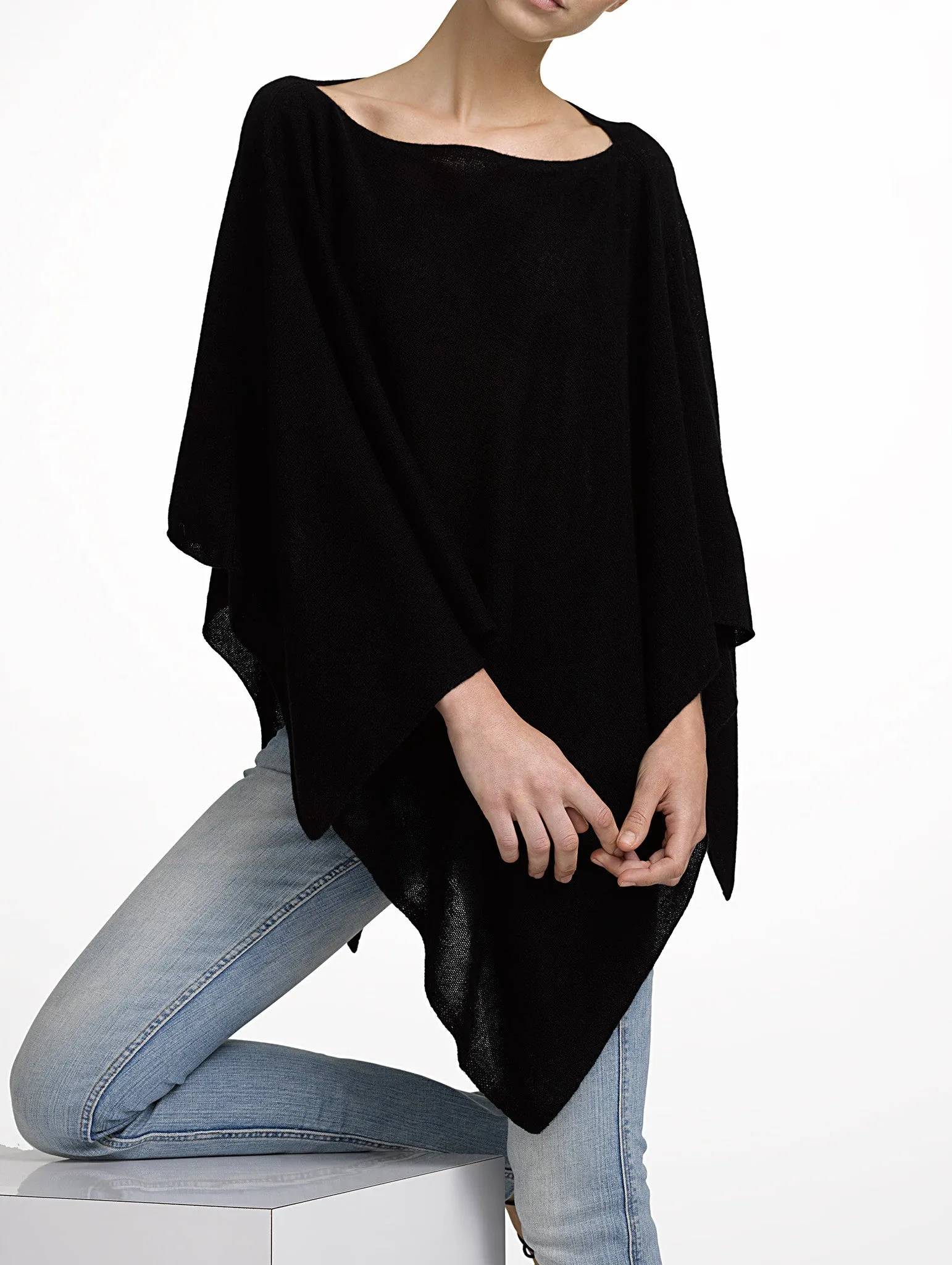 Asymmetrical Poncho Jet Black