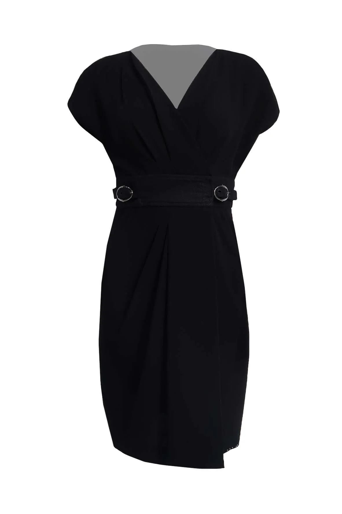 Black Midi Wrap Dress With Belt