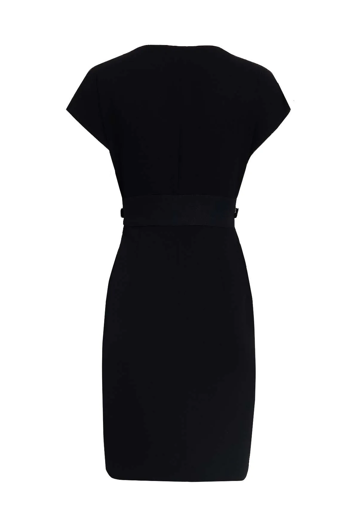 Black Midi Wrap Dress With Belt