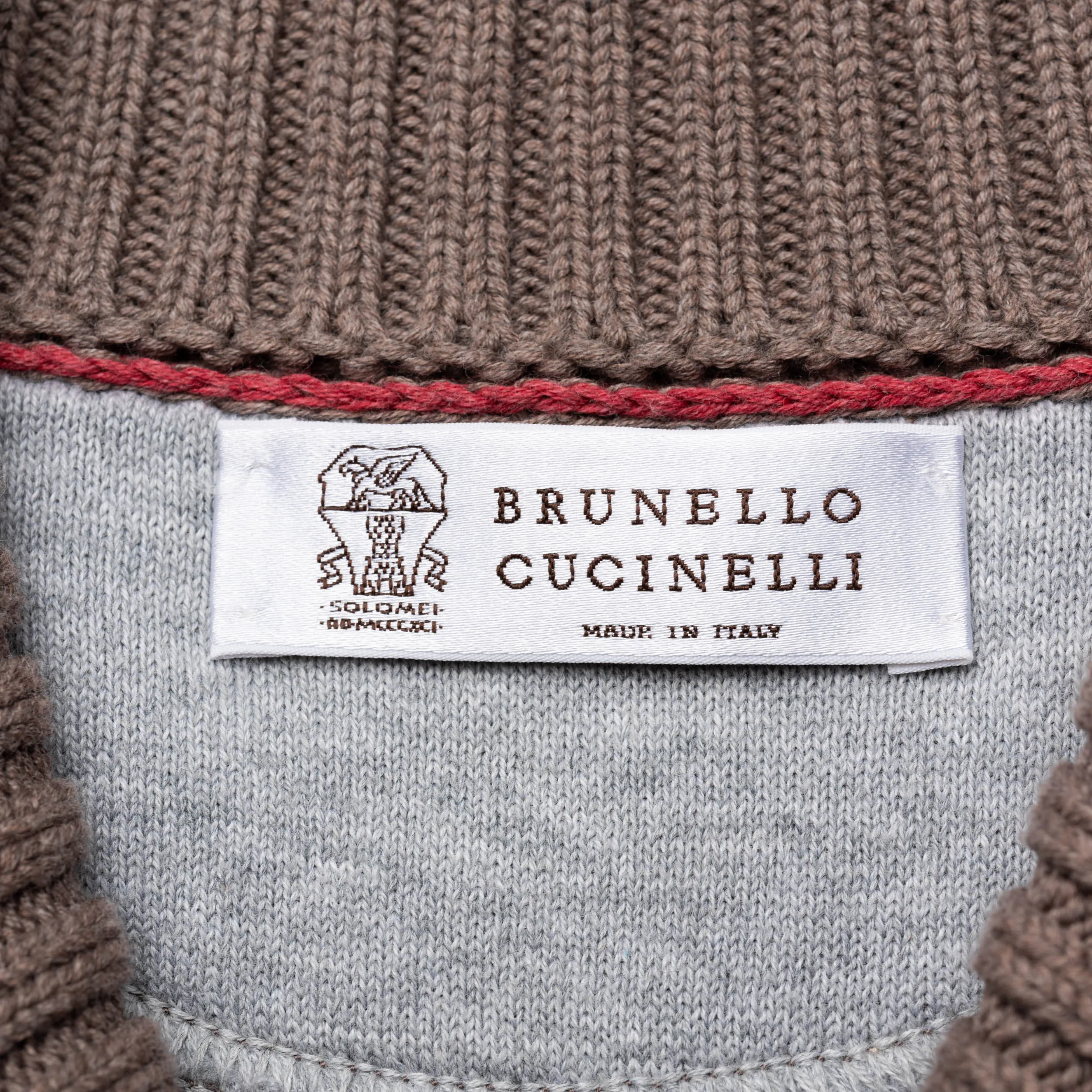 BRUNELLO CUCINELLI Brown Cotton Knitted Shawl Collar Cardigan Sweater EU 50 US M