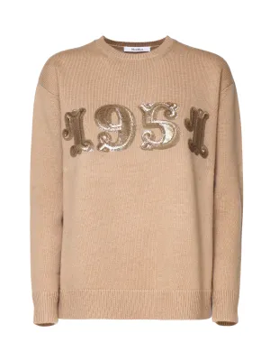 Camel Wool and Cashmere Pullover with Sequins