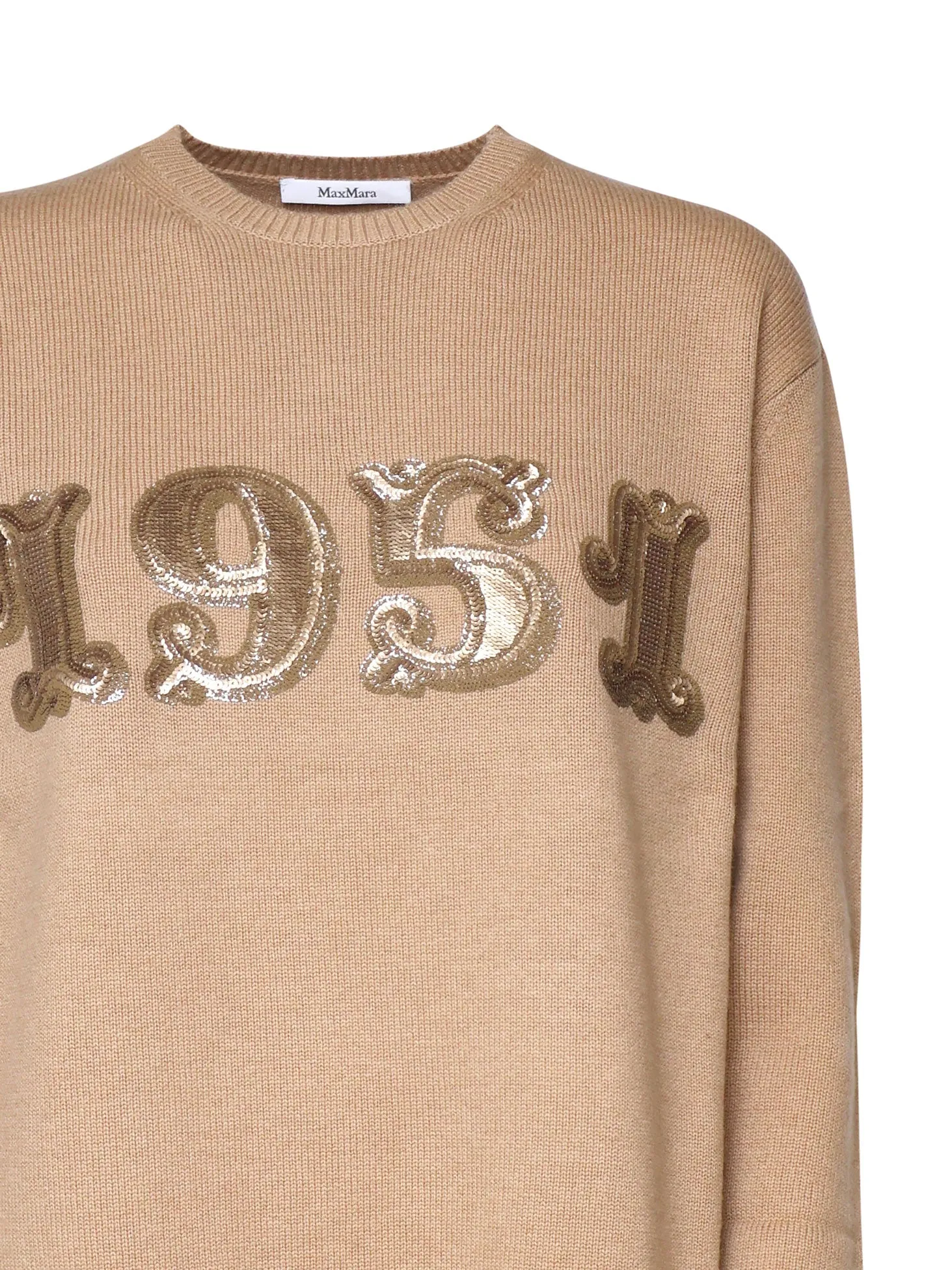 Camel Wool and Cashmere Pullover with Sequins