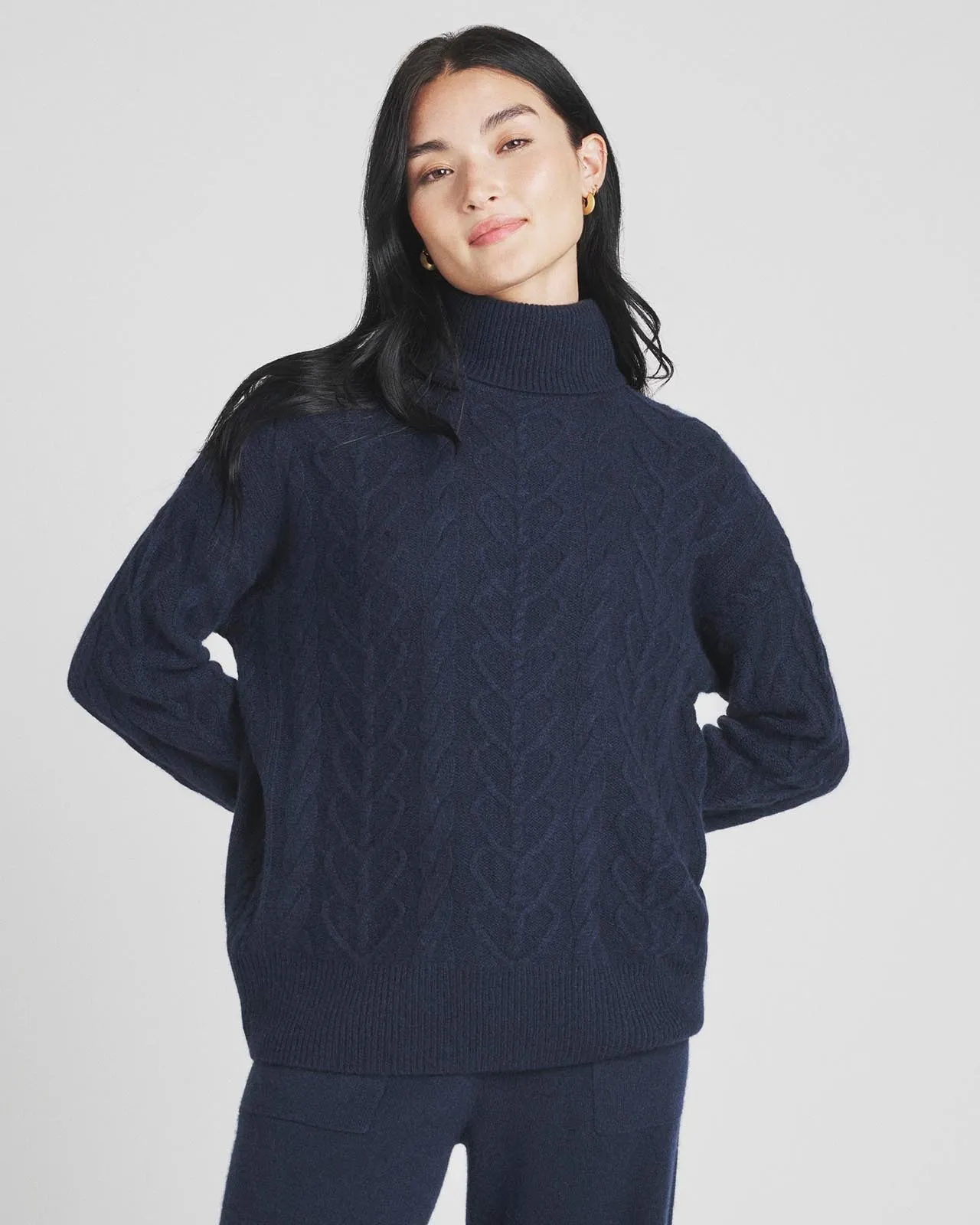 Charlotte Cashmere Turtleneck Cable Sweater