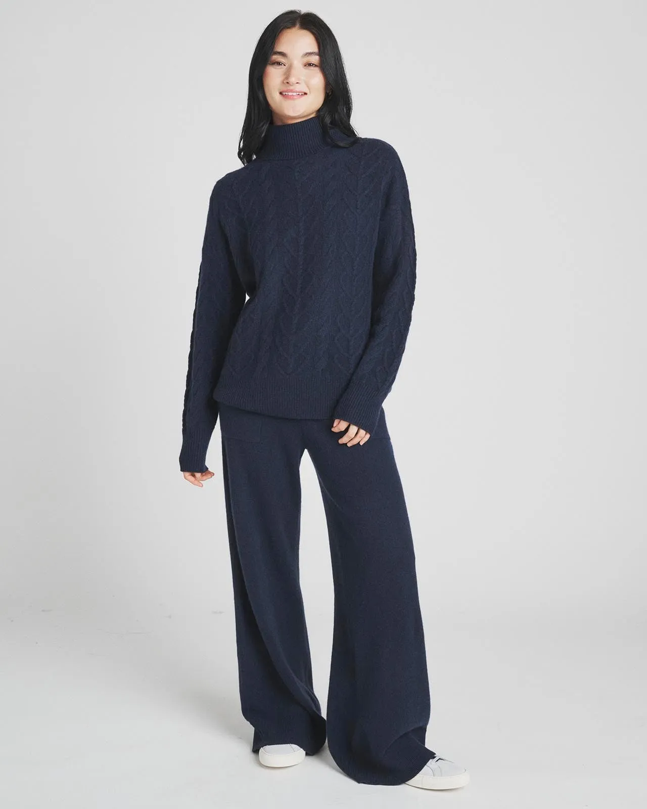 Charlotte Cashmere Turtleneck Cable Sweater