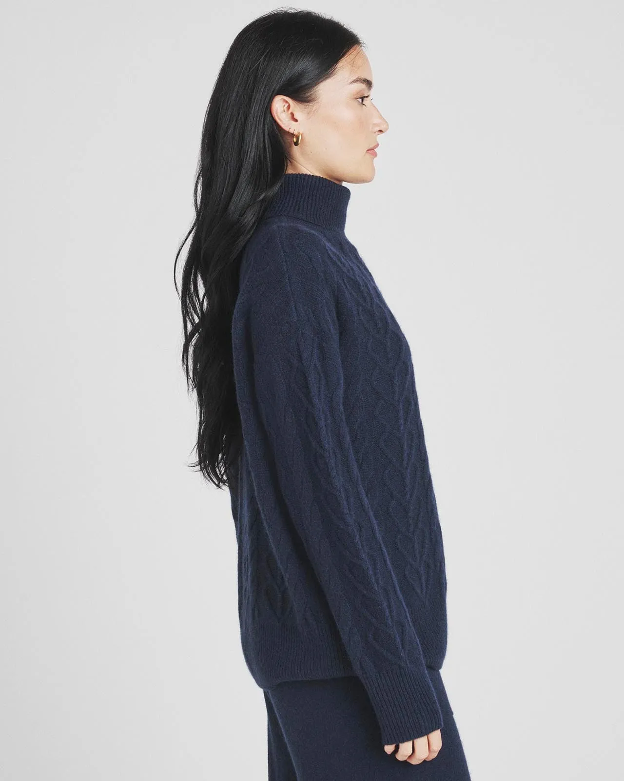 Charlotte Cashmere Turtleneck Cable Sweater