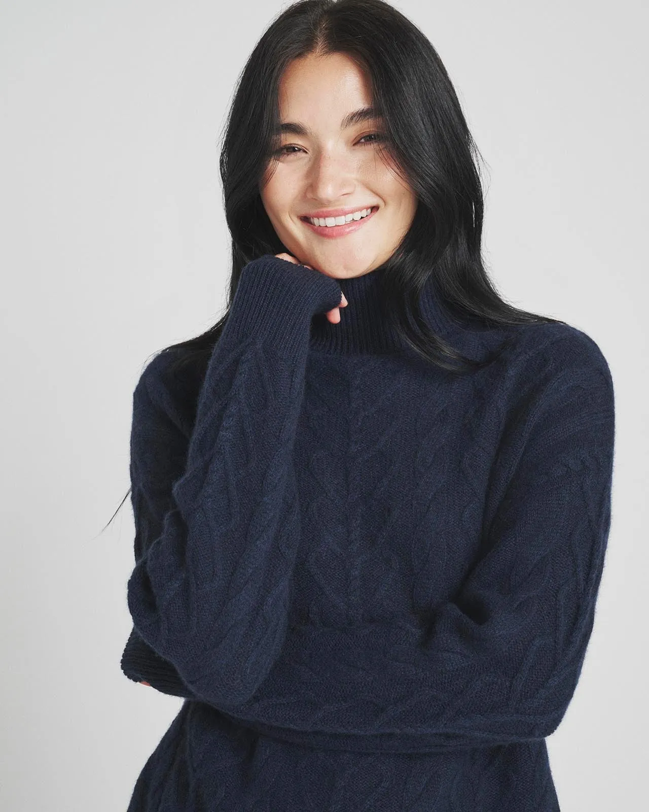 Charlotte Cashmere Turtleneck Cable Sweater