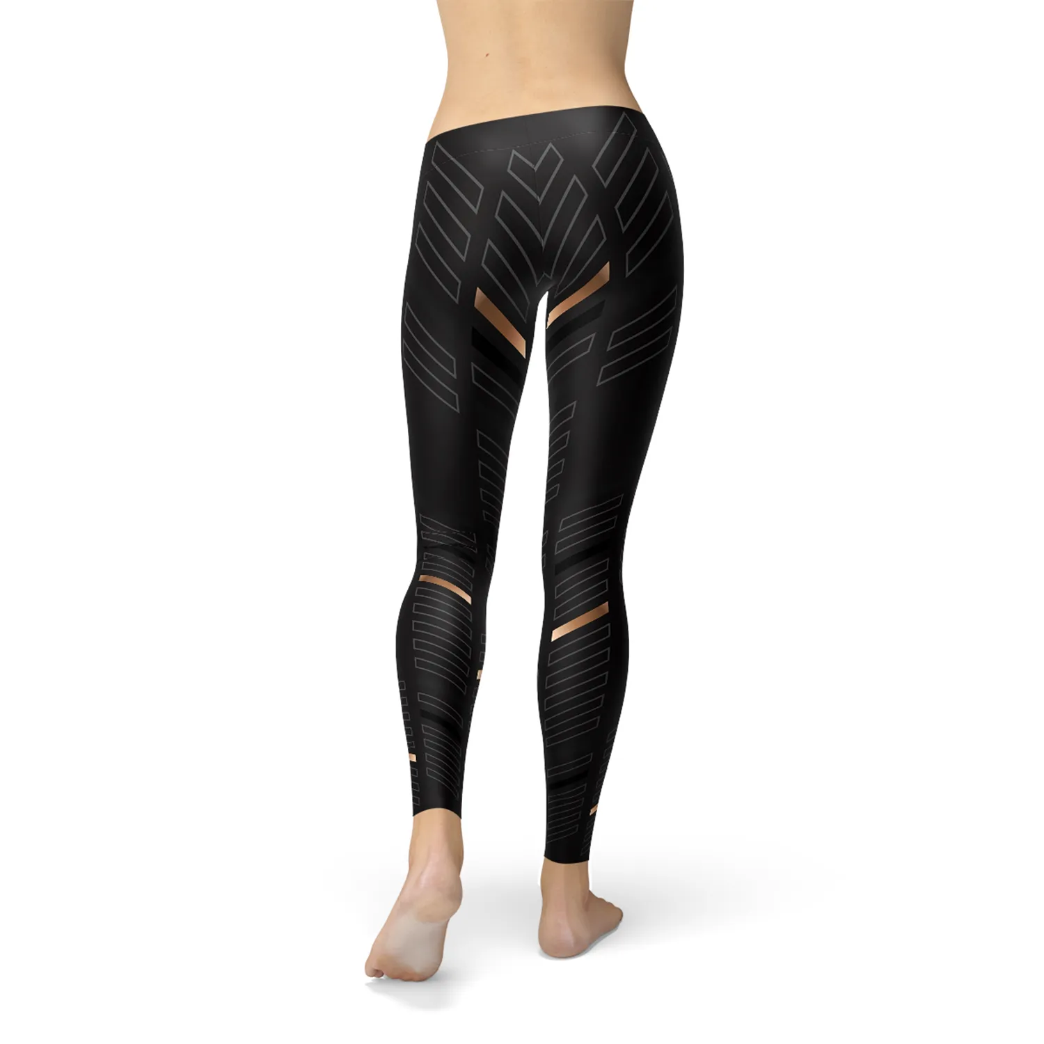 Chic Women's Black Striped Active Leggings