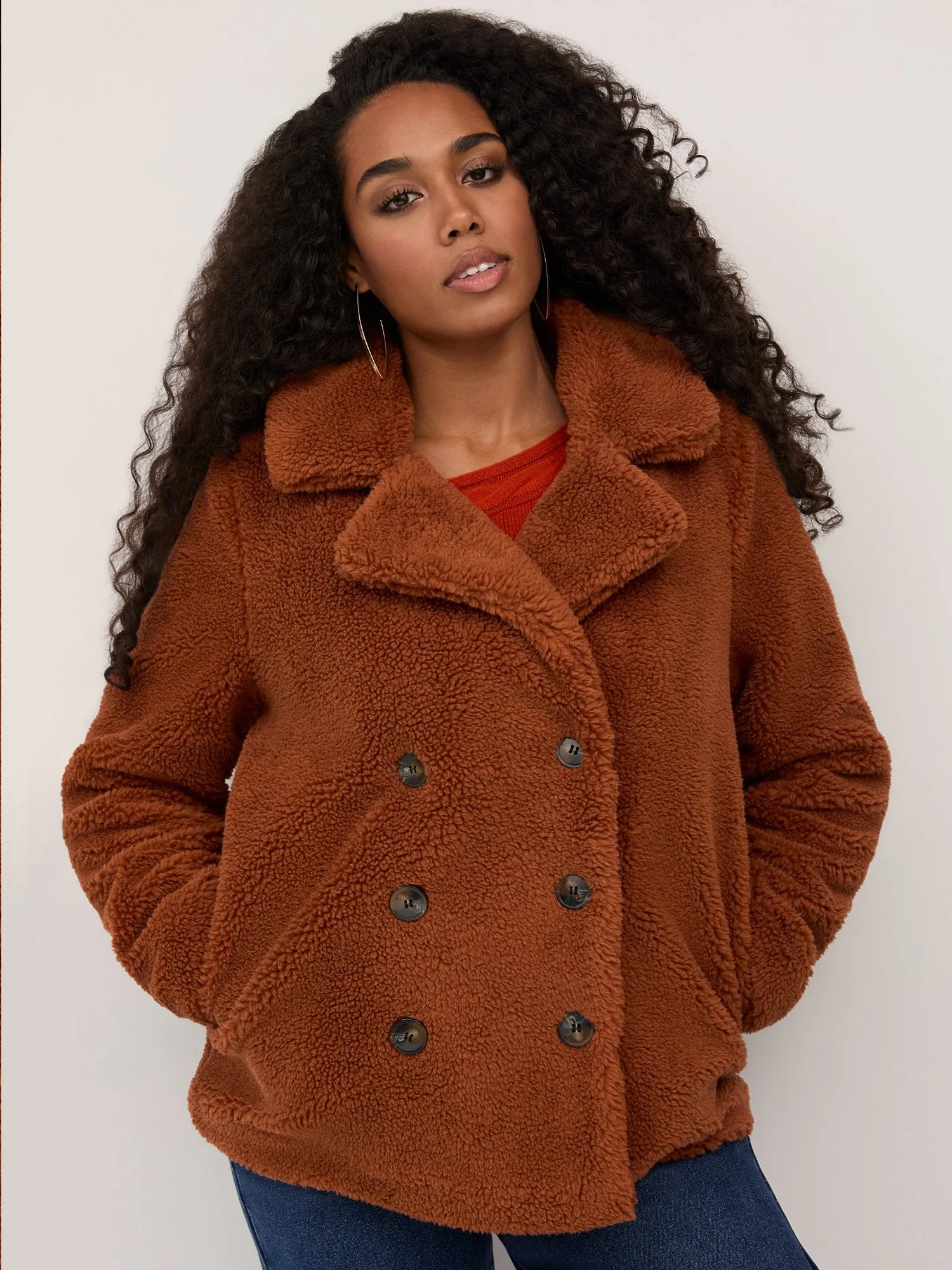 Cozy Faux-Fur Teddy Peacoat