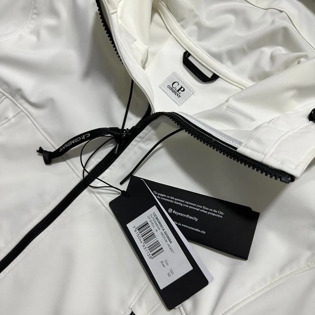 CP Company White Soft Shell-R Goggle Jacket