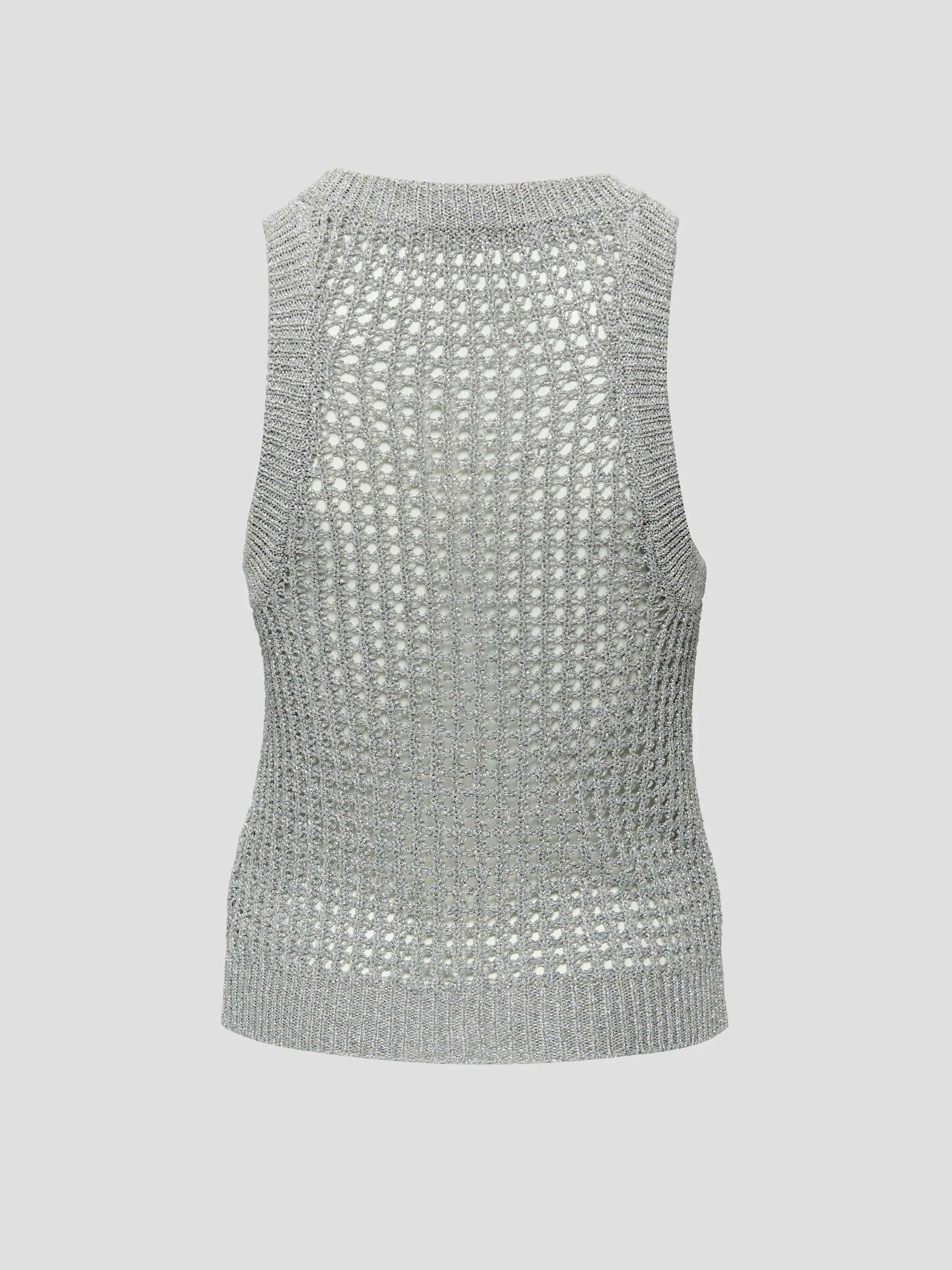 Crochet Sleeveless Metallic Sweater