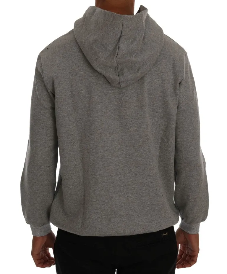 Daniele Alessandrini Sophisticated Gray Cotton Hooded Sweater