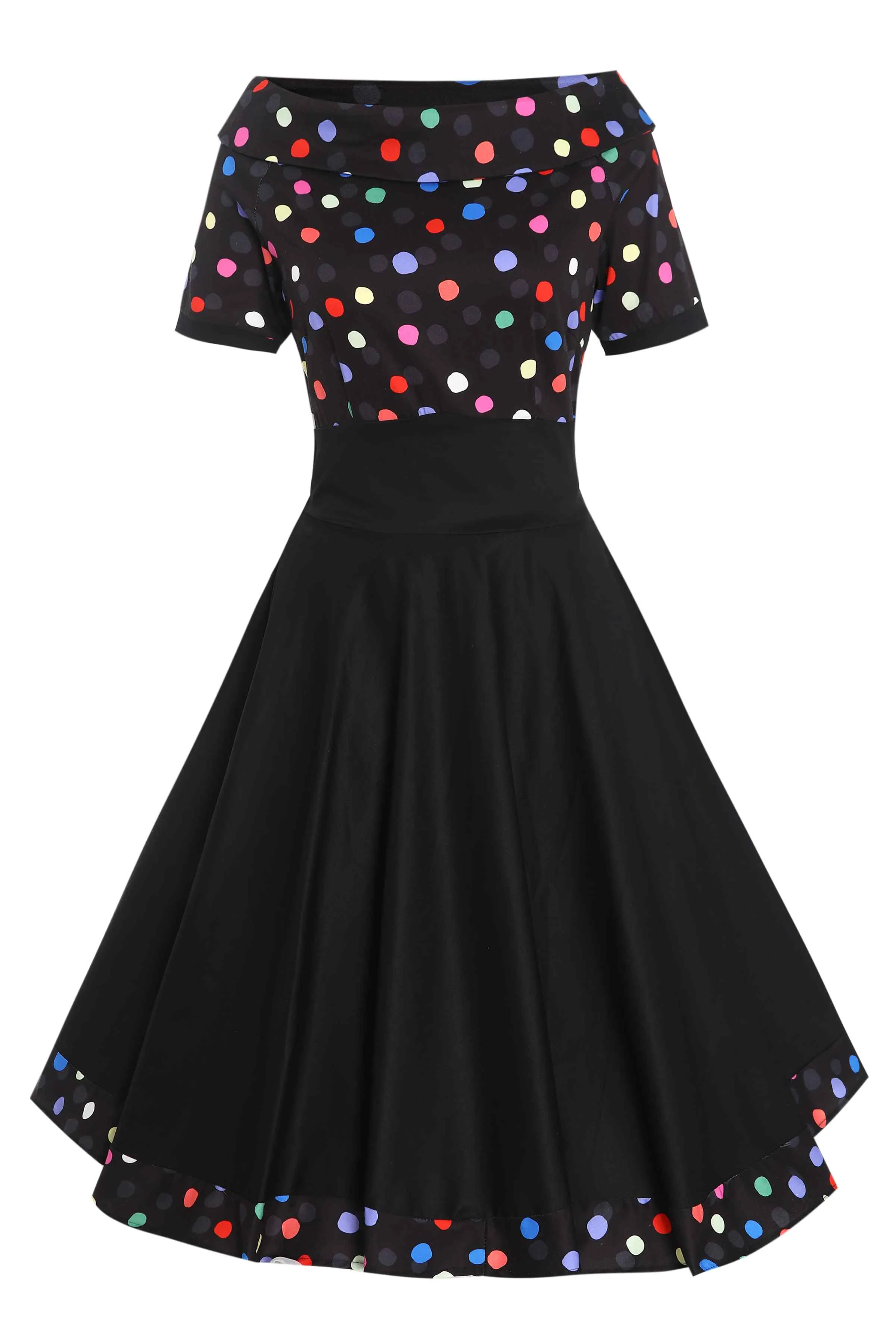 Darlene Multicolour Polka Dot Black Circle Dress