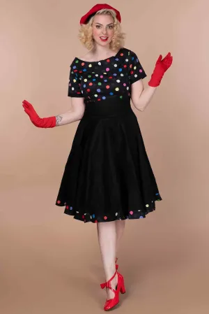 Darlene Multicolour Polka Dot Black Circle Dress