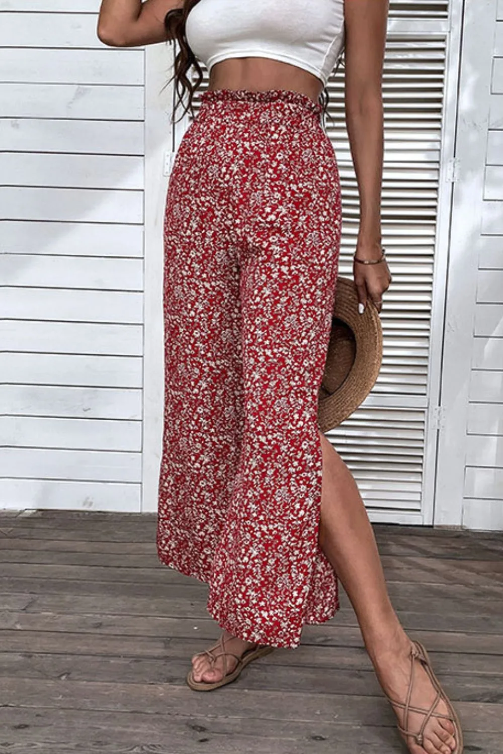 Ditsy Flora Waist Wide Leg Pants