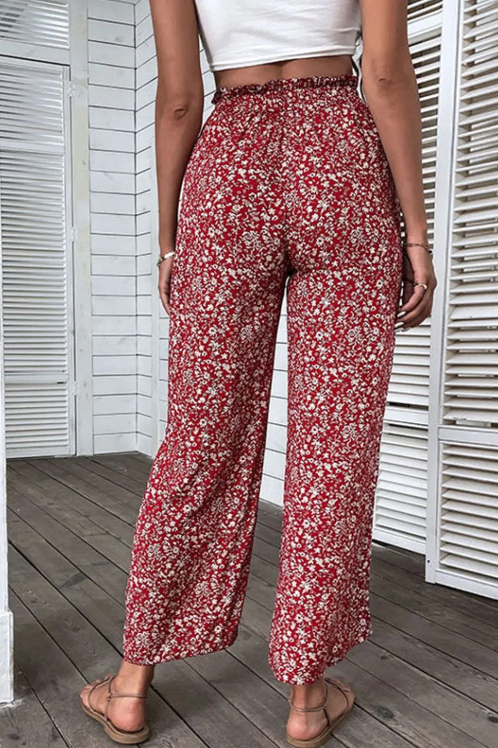 Ditsy Flora Waist Wide Leg Pants