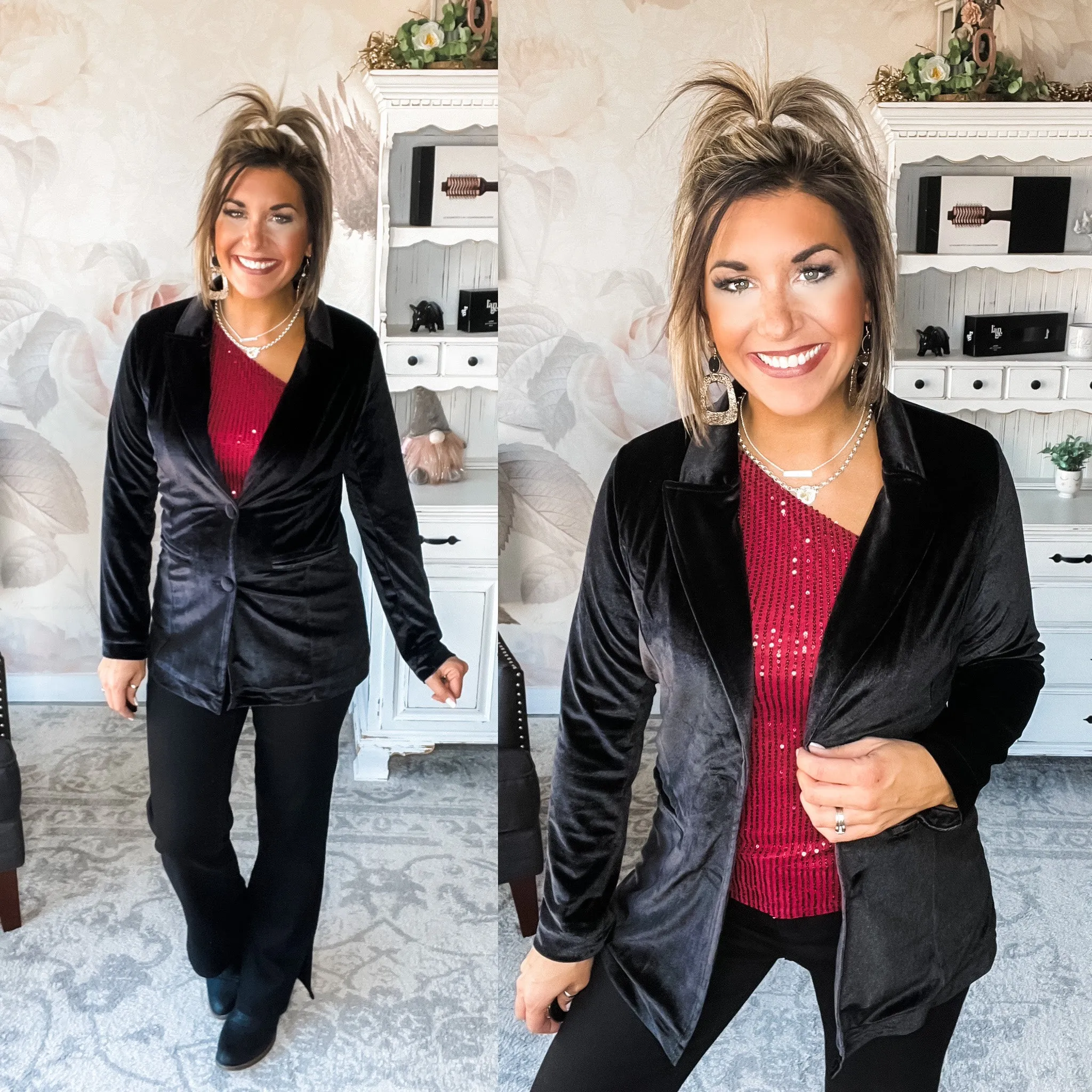 Everything We Knew Velvet Blazer - Black