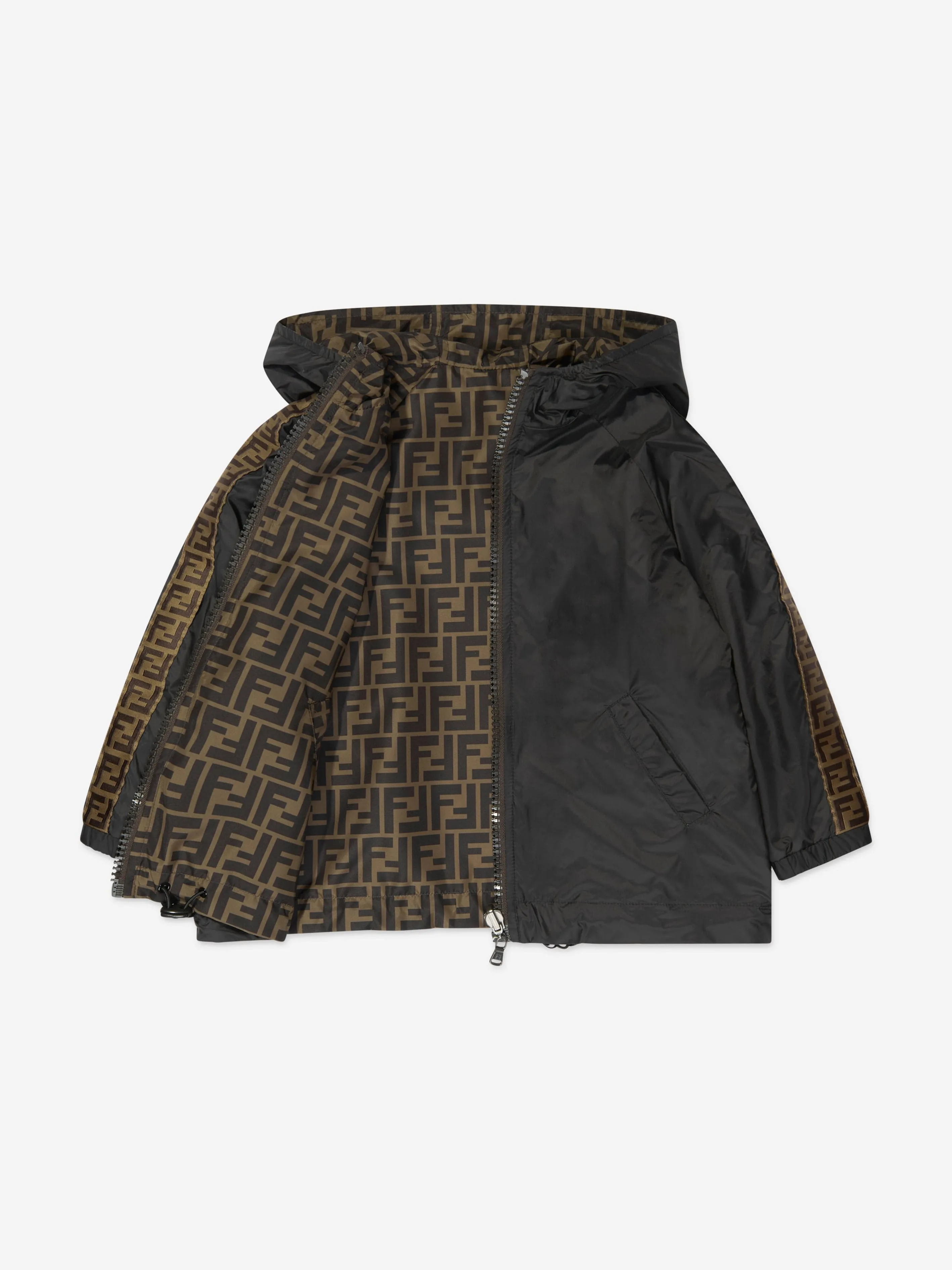 Fendi Kids Reversible FF K-Way Jacket in Black