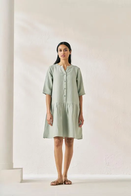 Front Opening Flared Dress Mint Green