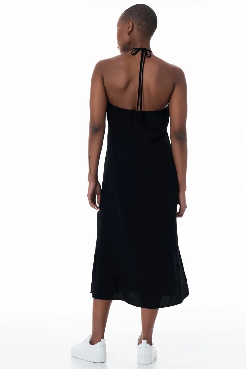 Halter Neck Slip Dress _ 152171 _ Black