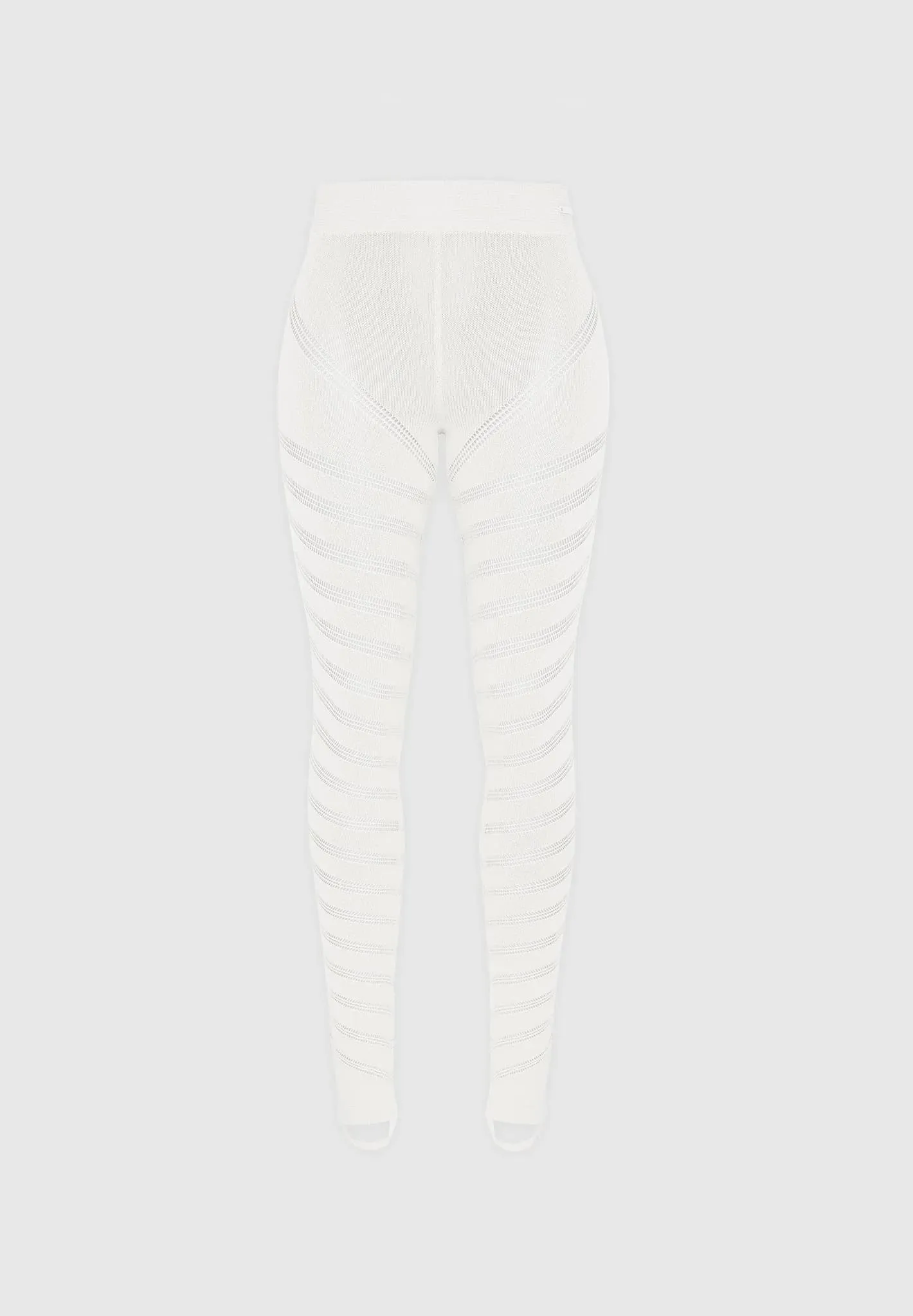 High Waisted Knitted Spiral Contour Leggings - White