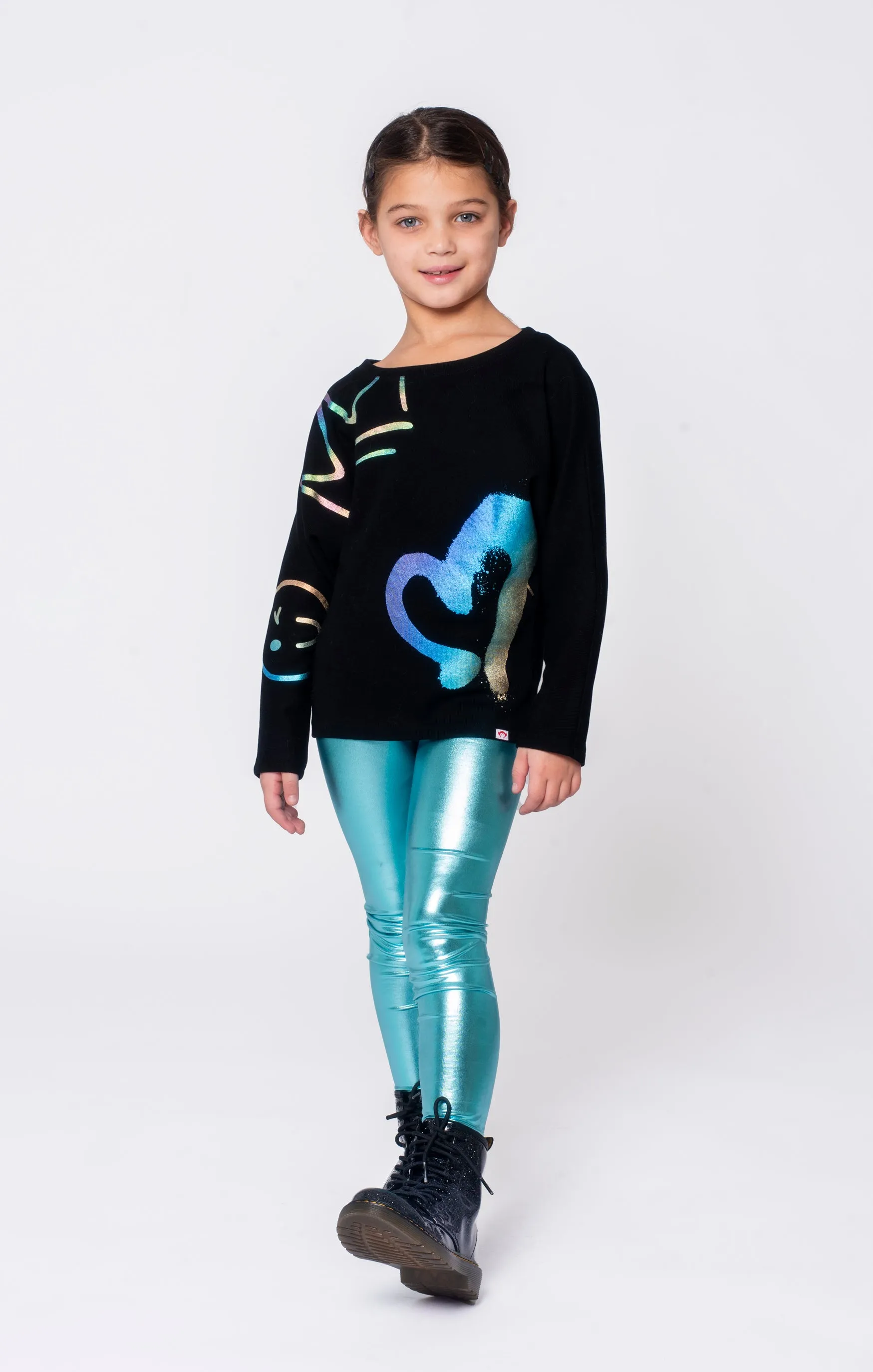 Legging, Metallic Aqua