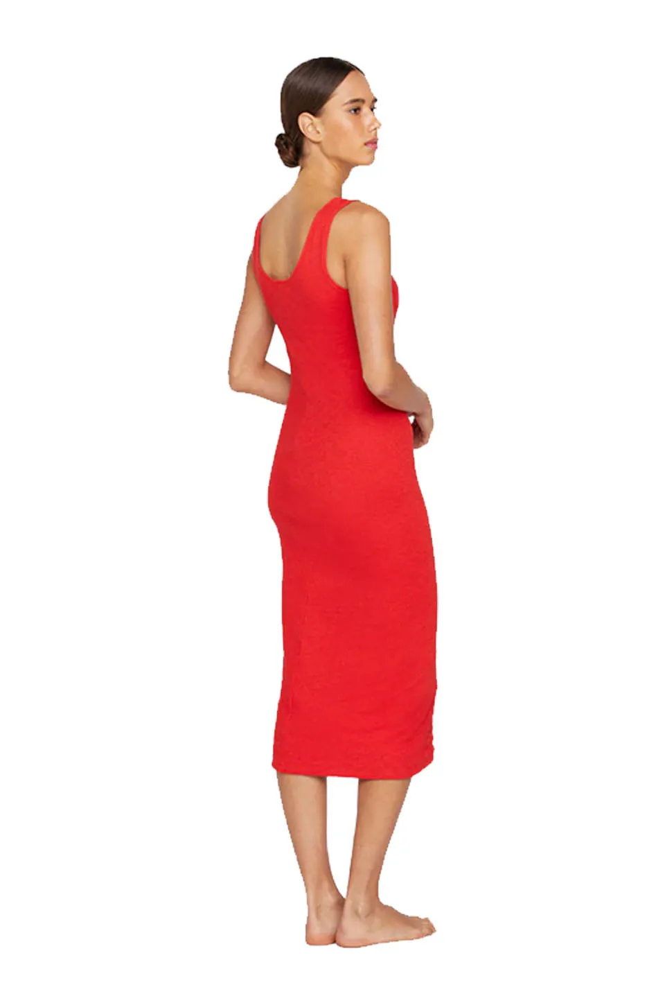 Mikoh Paros Fitted Tank Midi Dress In Poppy