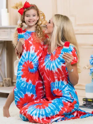 Mommy and Me Americana Tie Dye Maxi Dress