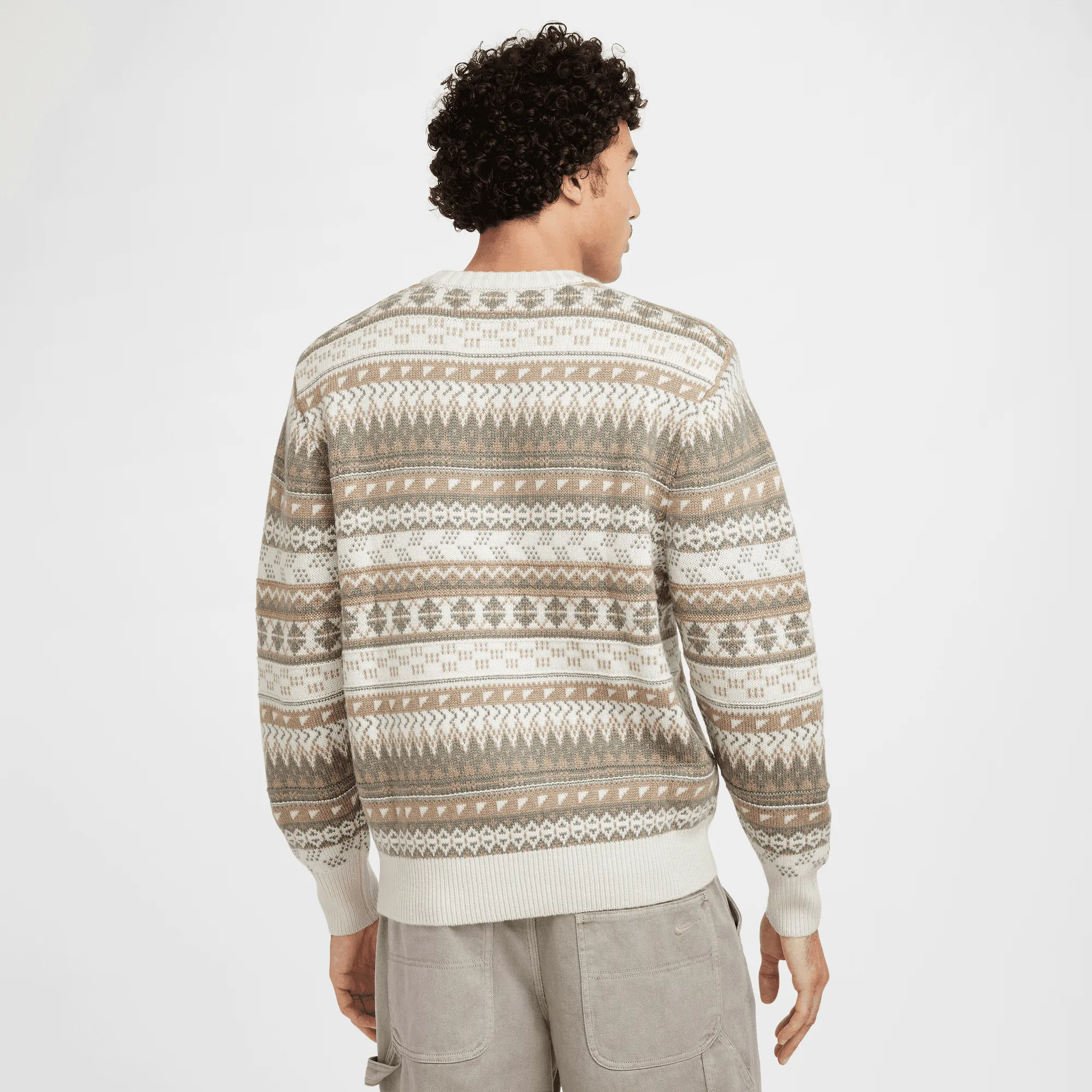 Nike Life Light Brown Fair Isle Swoosh Sweater