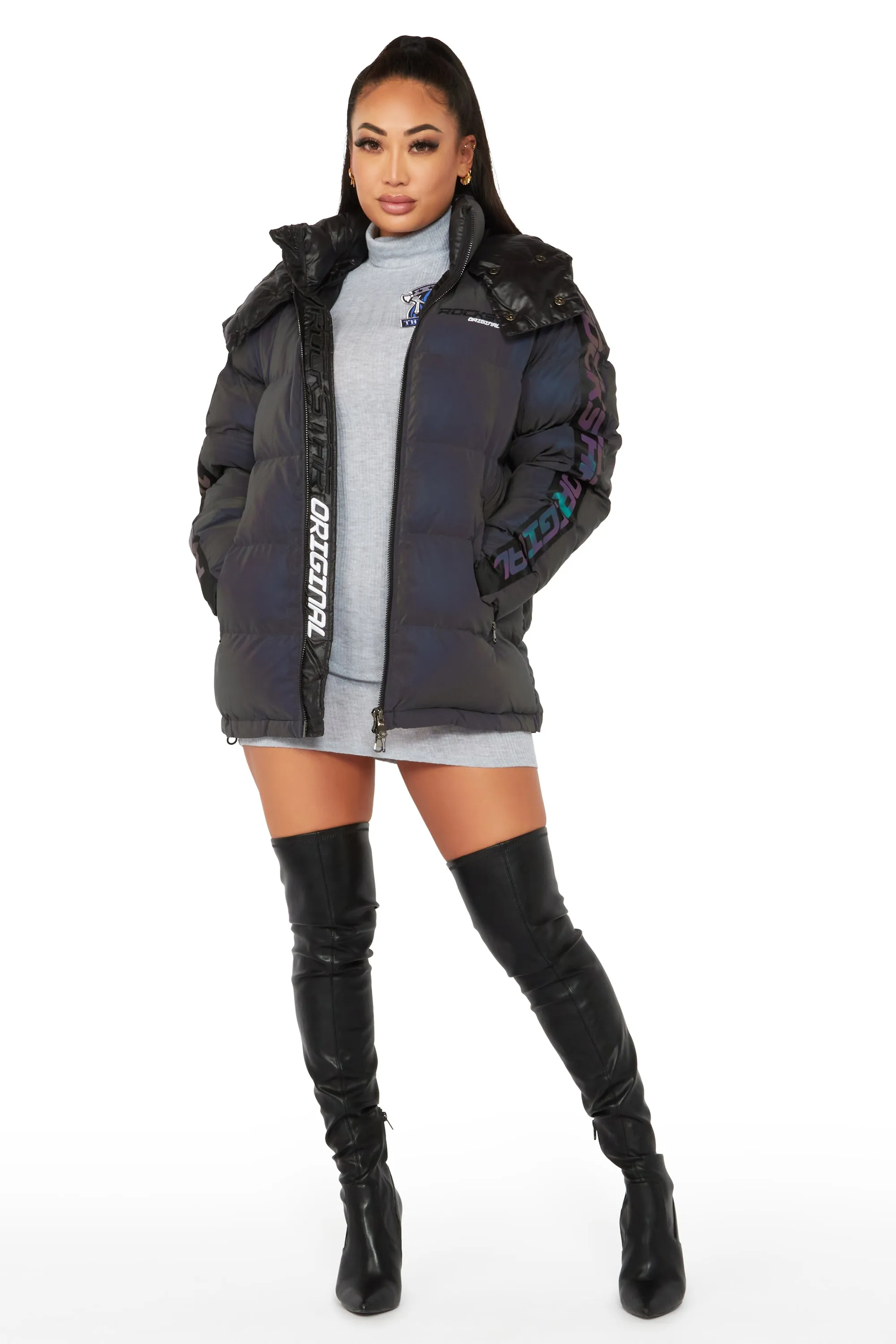 Nikita Reflective Black Long Puffer Jacket