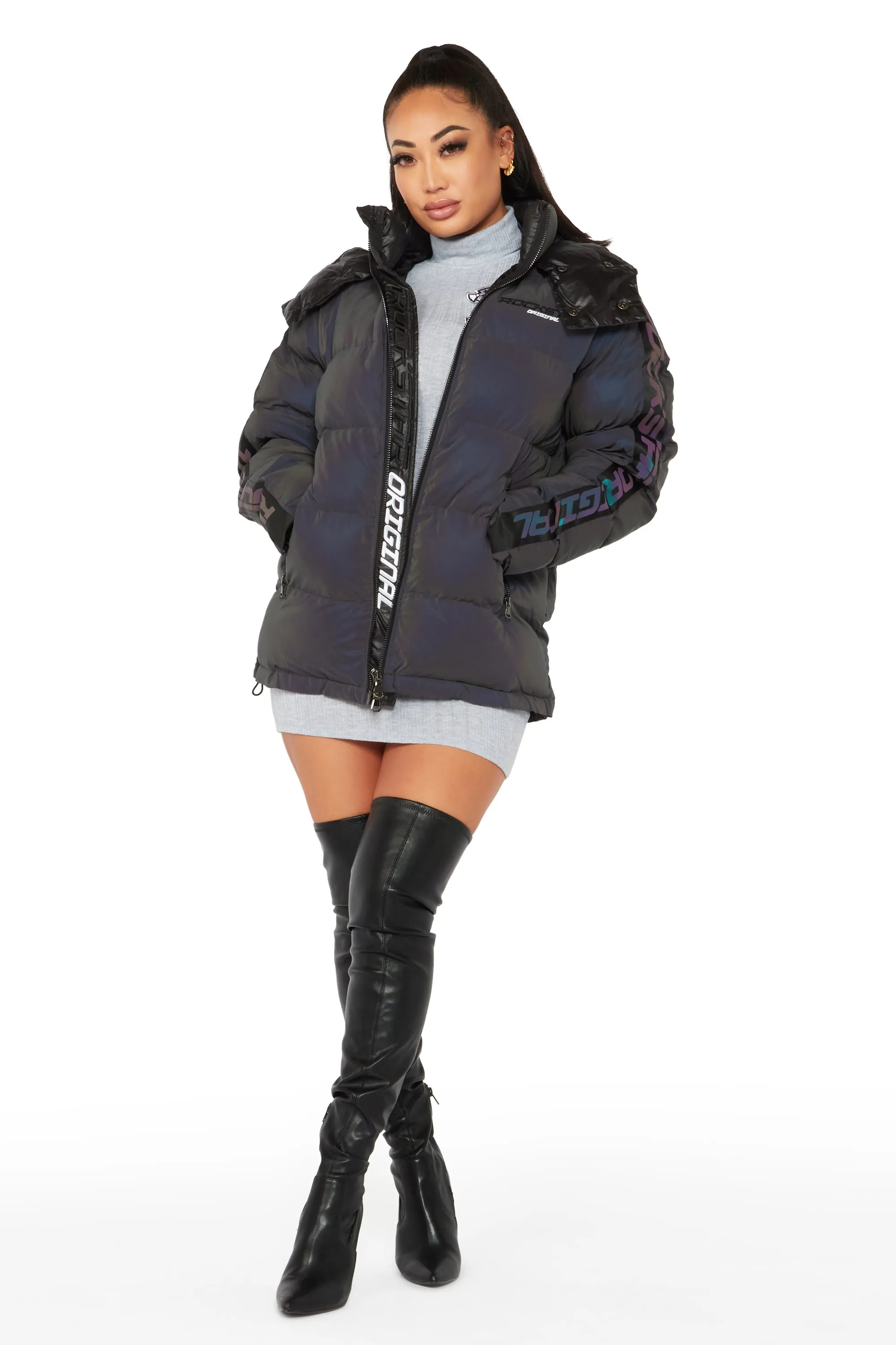 Nikita Reflective Black Long Puffer Jacket