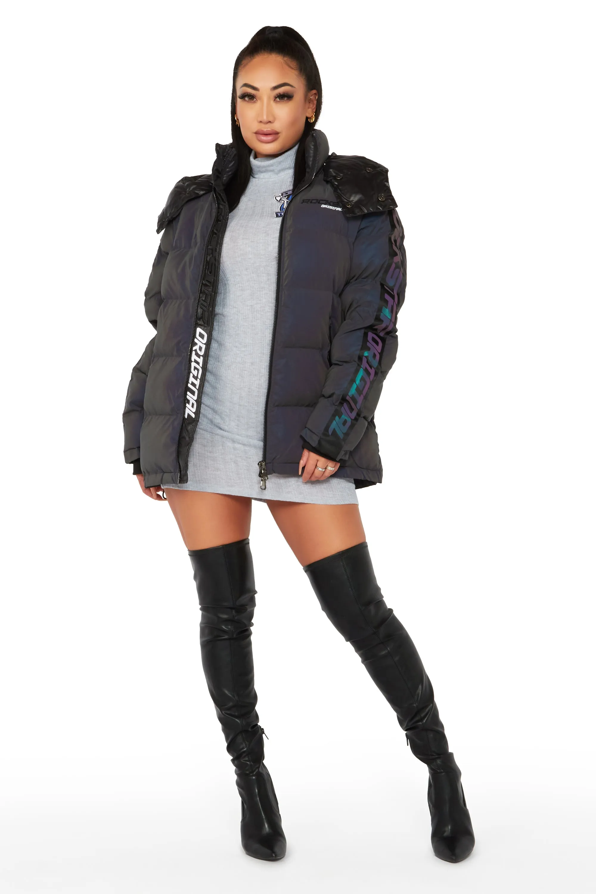 Nikita Reflective Black Long Puffer Jacket