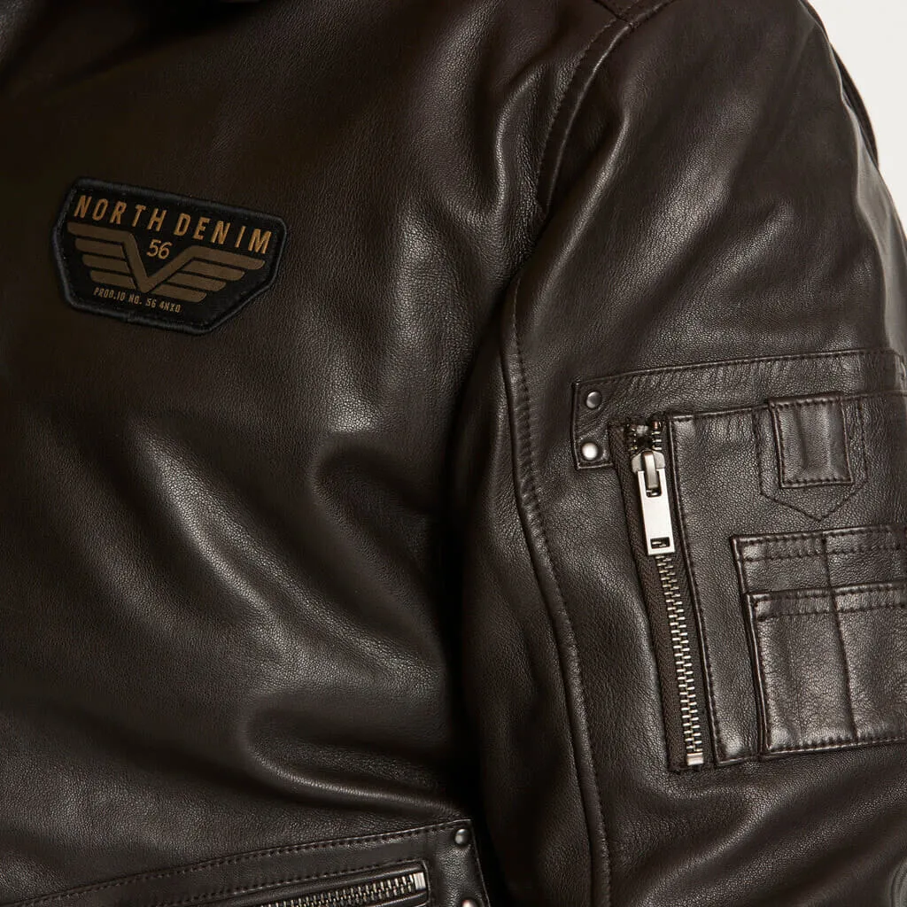 North 56.4 Leather Bomber Jacket 23318B K