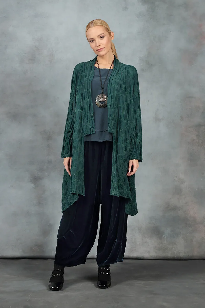 Open Emerald Circle Silk Linen Jacket