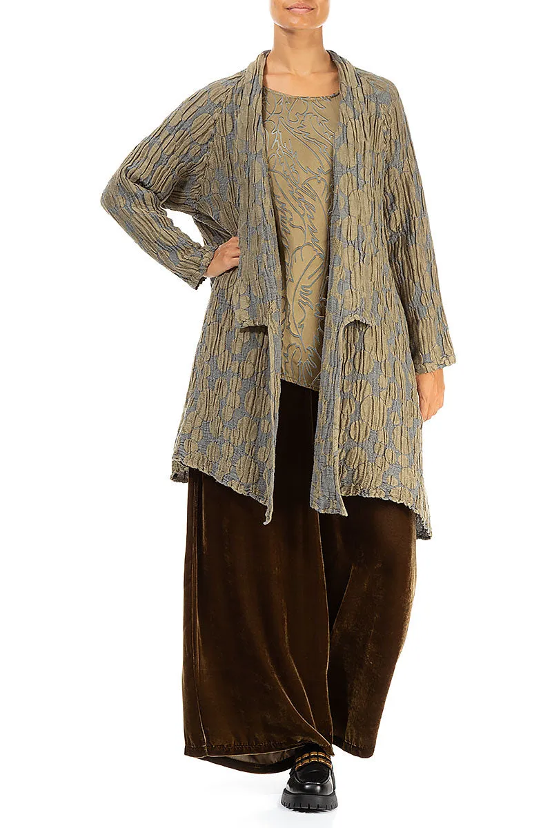 Open Silver Sage Circle Silk Linen Jacket