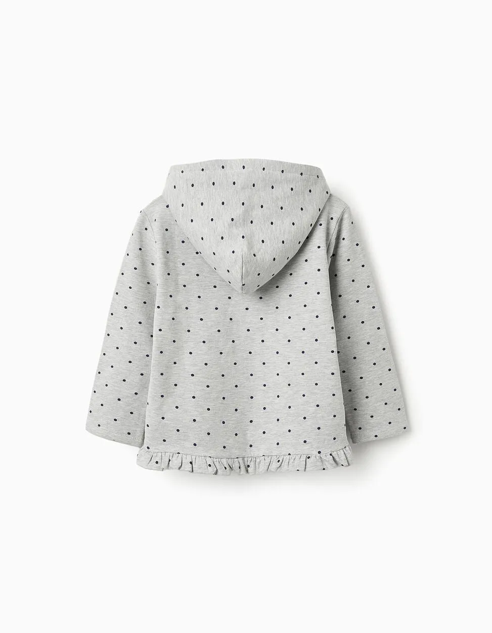 Polka Dot Hooded Jacket for Girls, Grey/Navy Blue