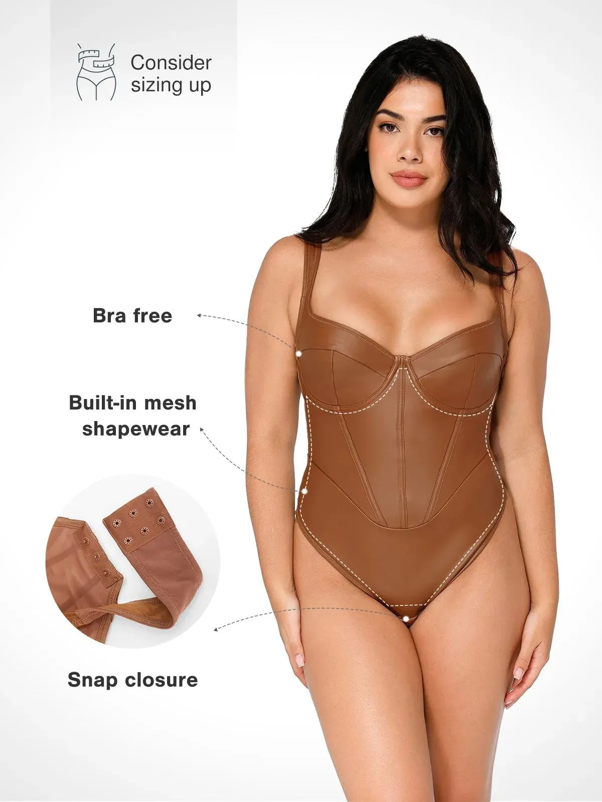 Shapewear Faux Leather Hourglass Corset Bodysuit