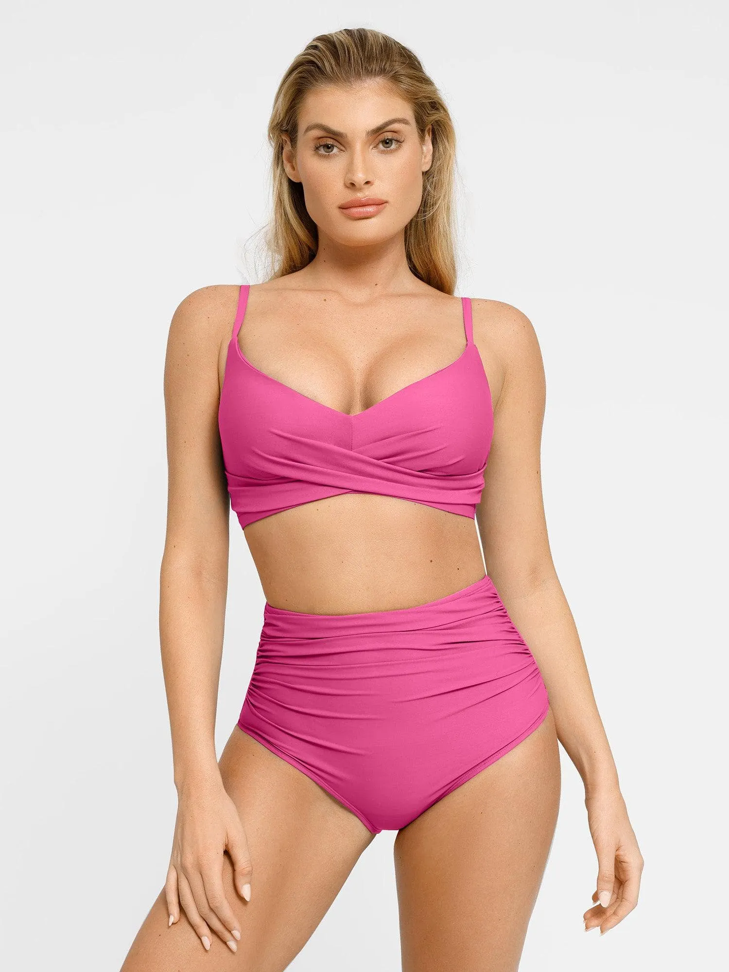 Shapewear Ruched Sculpting Bikini Top and Bottom Set