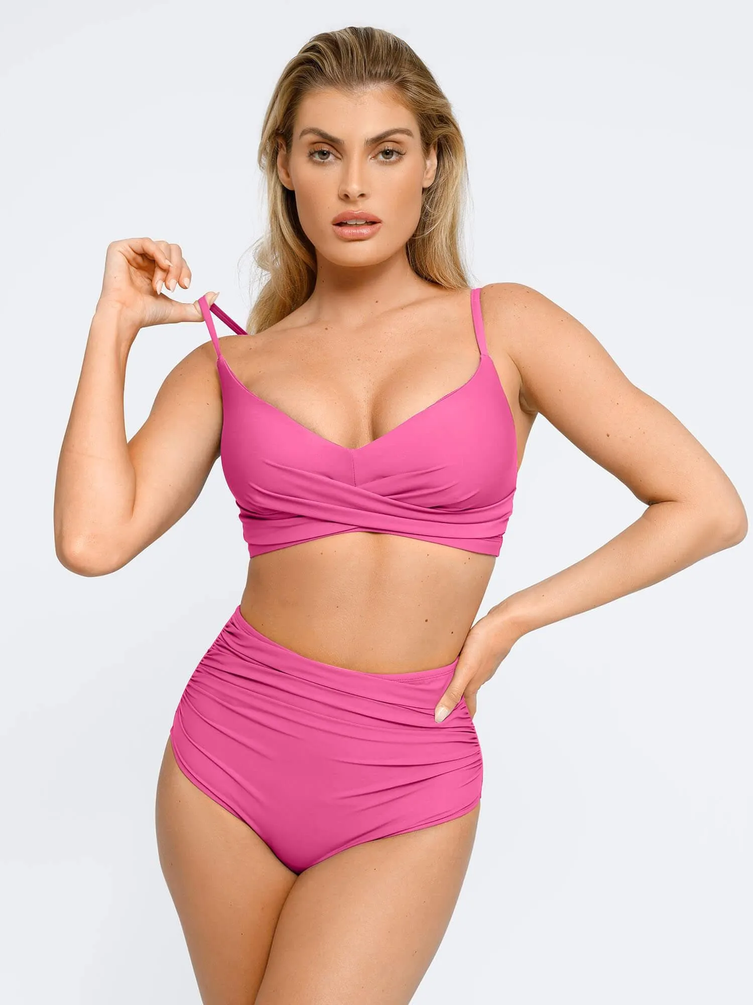 Shapewear Ruched Sculpting Bikini Top and Bottom Set