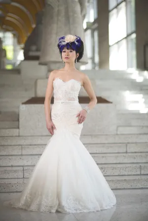 Sheer Bodice Trumpet Wedding Dress (#Betty)