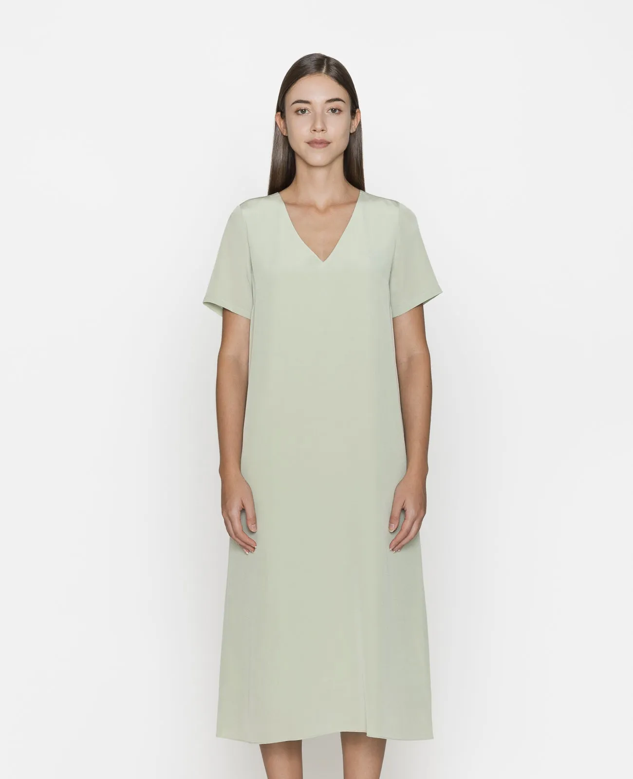 Silk V-neck Tee Dress