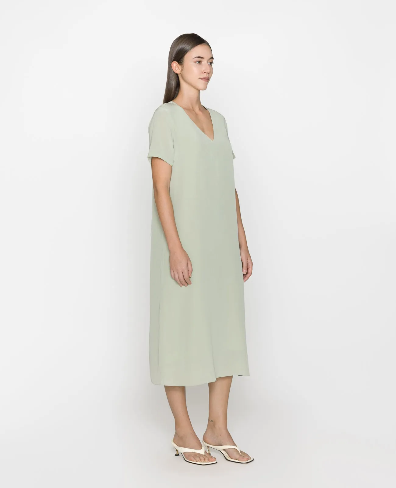 Silk V-neck Tee Dress