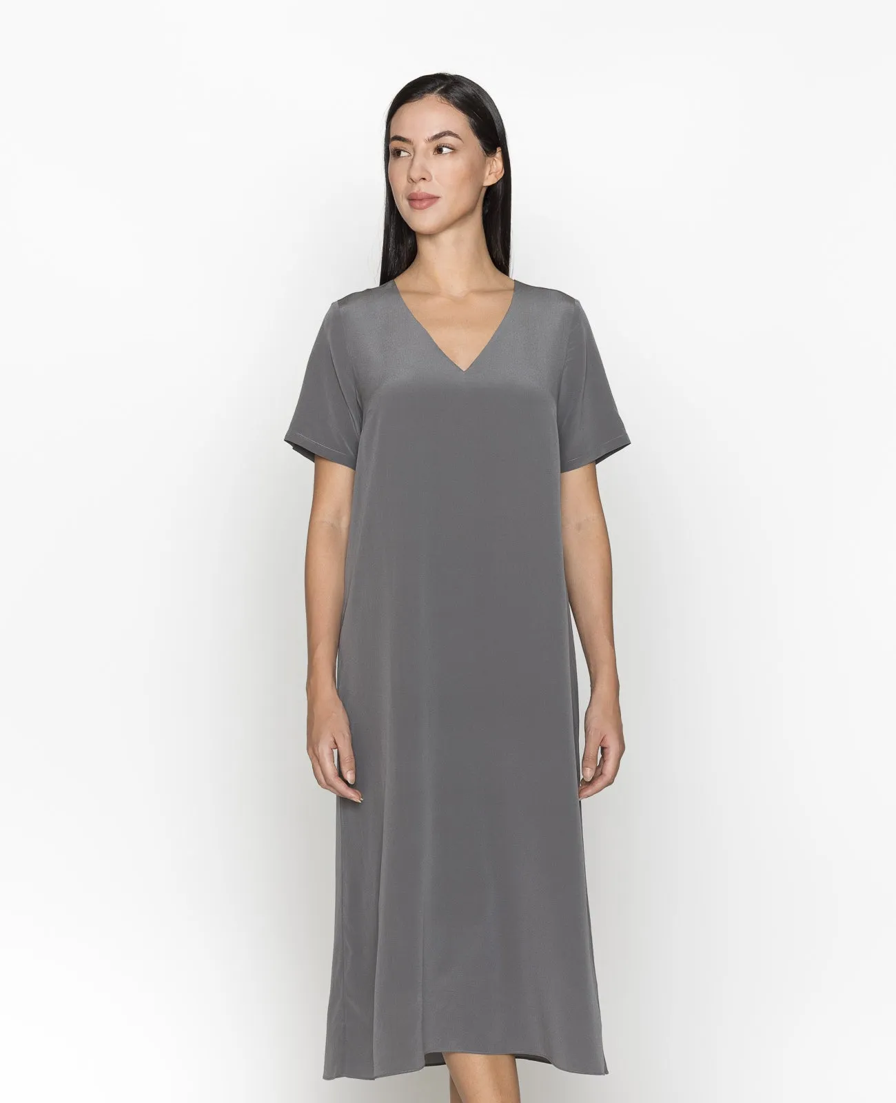 Silk V-neck Tee Dress