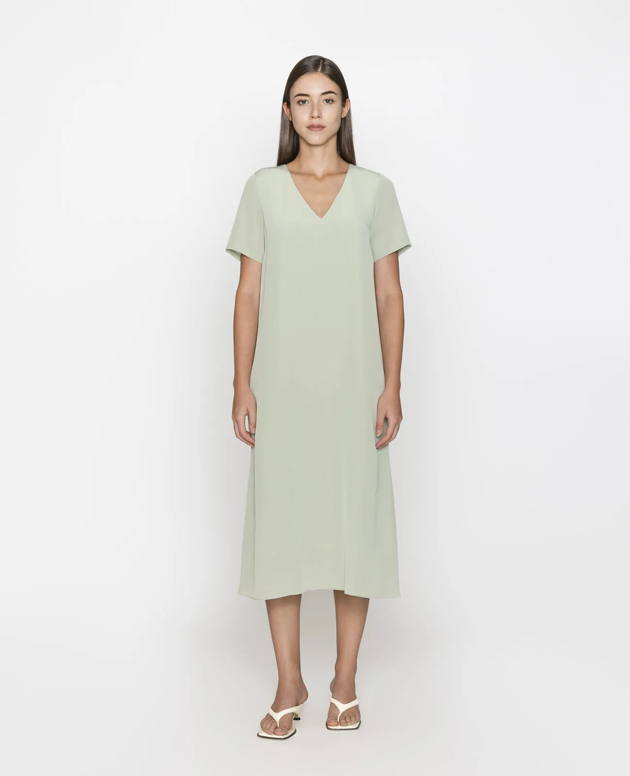 Silk V-neck Tee Dress