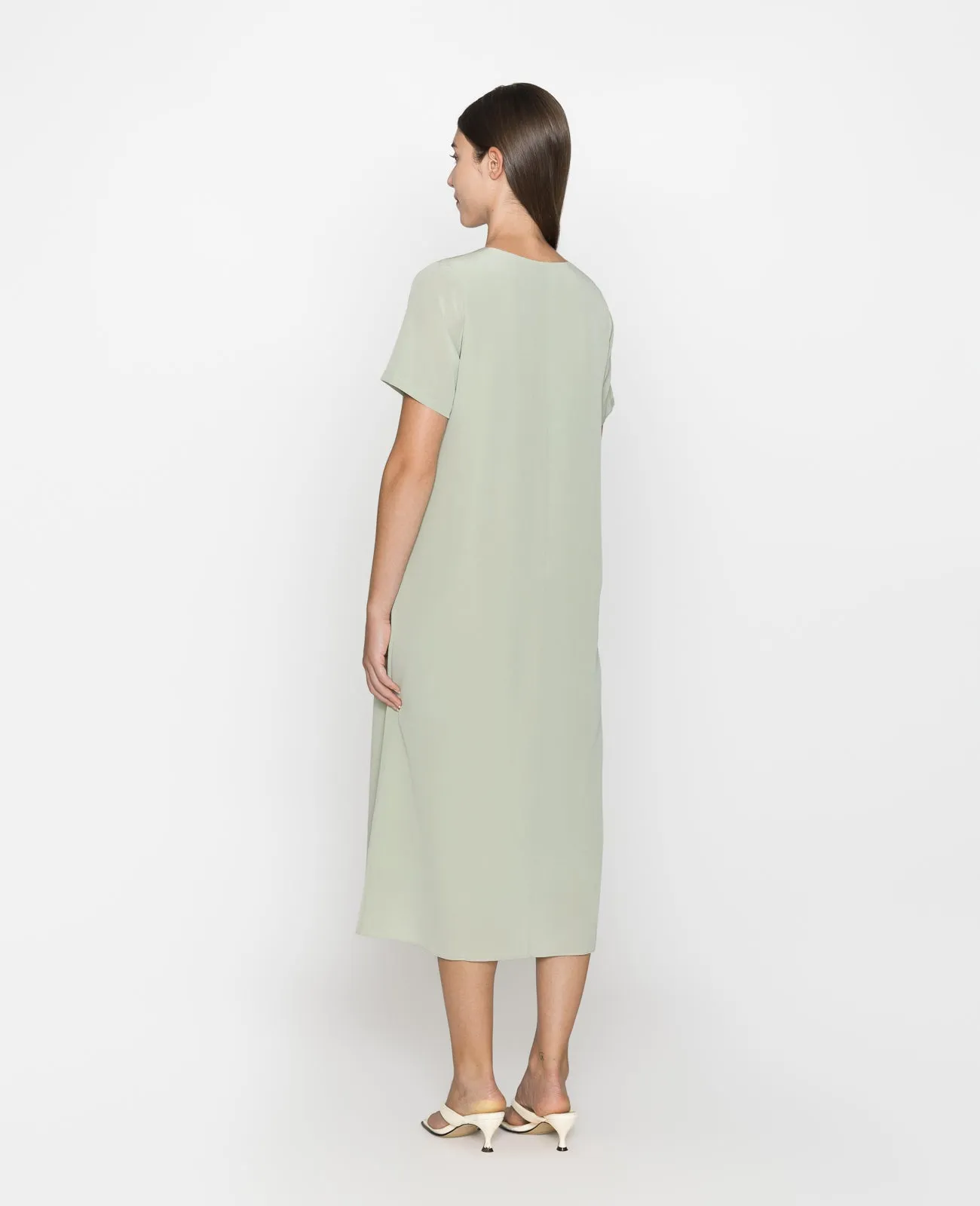 Silk V-neck Tee Dress