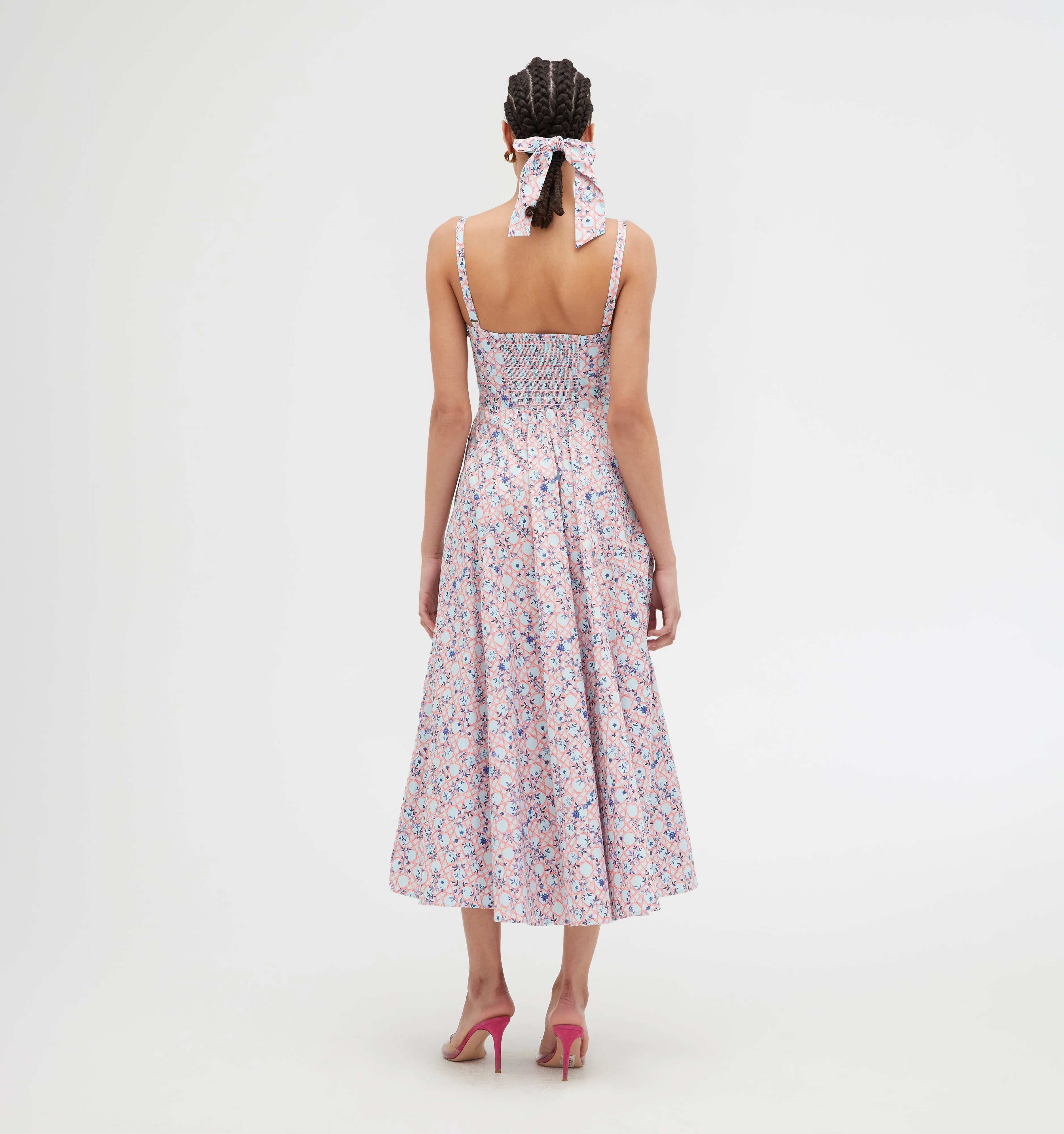 The Margot Dress - Pink Basketweave Vine